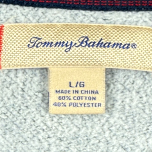 TOMMY BAHAMA Fleece Lined Crew Neck Lounge Sweatshirt L Navy Gray Style #229901 - Picture 8 of 12